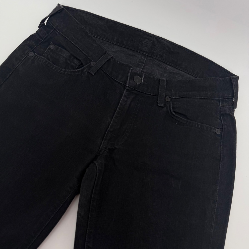 7 For All Mankind Jeans Women 31 Black Bootcut Beaded Lightning Bolt Low Rise